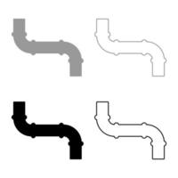 Pipe set icon grey black color vector illustration image solid fill outline contour line thin flat style