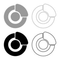 Brake system on wheel Automobile car disc pad hydraulic drum set icon grey black color vector illustration image solid fill outline contour line thin flat style