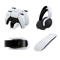 Console game accessories element vector next gen controller, headset, remote controller, hd camera