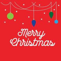 merry christmas text vector with red background