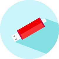 Red pen drive, illustration, vector on a white background.