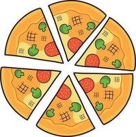 Delicious pizza, illustration, vector on a white background.