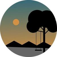 Swing on a tree, illustration, vector on a white background.