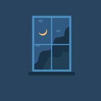 Night window, illustration, vector on a white background.