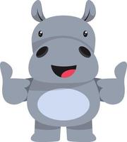 Strong hippo, illustration, vector on white background.