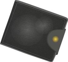 Black wallet, illustration, vector on a white background.