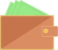 Wallet with money, illustration, vector on a white background.