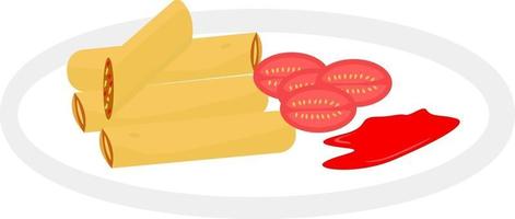 Spring roll, illustration, vector on a white background.