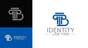 diseño de logotipo tb de letra de columna griega vectorial para identidad comercial de abogado