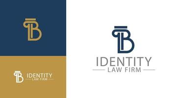 diseño de logotipo de letra b de columna griega vectorial para identidad comercial de abogado