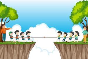 Children playing tug of war game vector