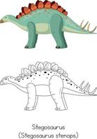 Dinosaur sketching of stegosaurus vector