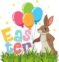 Happy Easter design with bunny and balloons vector