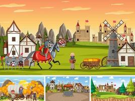 Set of different scene medieval vector