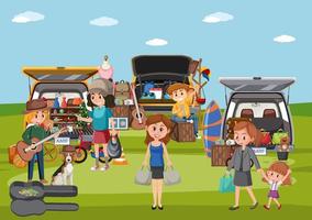 Outdoor shops at flea market vector