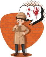 Detective looking for clues in template vector