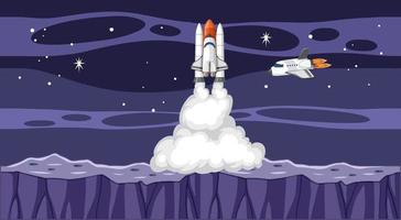 A rocket on the sky in space background vector