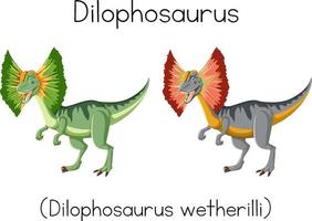 Two dilophosaurus in green and gray vector