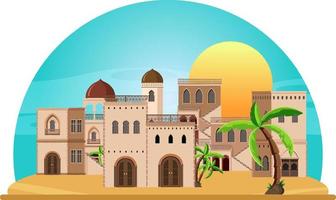 casa y edificio de arquitectura árabe vector