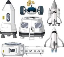 Set of spaceship objects vector