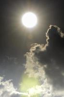 Sun Beam in Dark Clouds and Sky photo