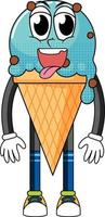 Ice cream cartoon character on white background vector