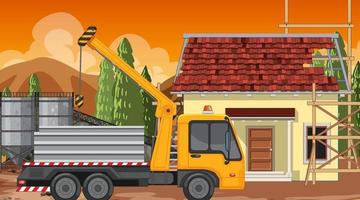 House construction site scene vector