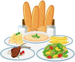 Breakfast set on white background vector