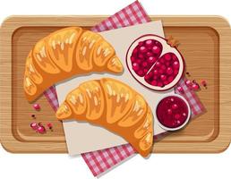 Top view of breakfast on a wooden tray vector