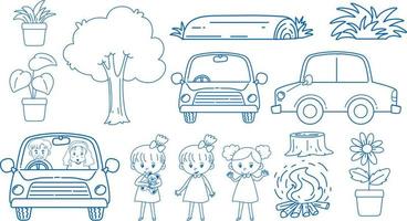 dibujos animados de dibujo para niños y coches vector