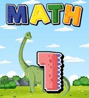 A dinosaur with number one cartoon vector