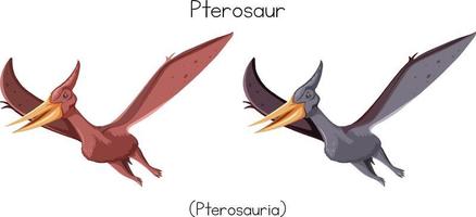 pterosaurios en dos colores vector