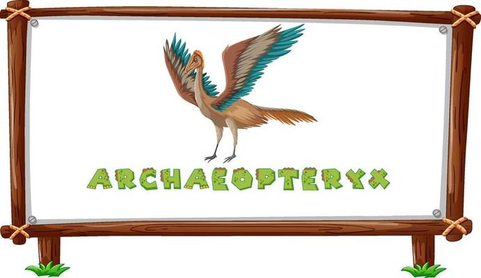 Frame template with dinosaurs and text archaeopteryx design inside