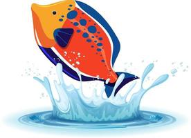 A water splash with fish on white background vector