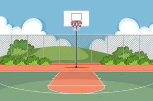 Empty basketball court scene vector