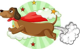 A dog superhero on sky background vector