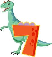 A dinosaur with number seven cartoon vector