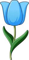Blue tulip flower with leaves vector