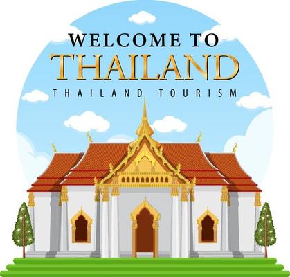 Thailand iconic tourism attraction background in circle template