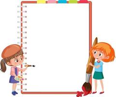 cuaderno con niños sobre fondo blanco vector