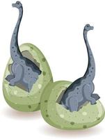 Two brachiosaurus hatching from egg vector