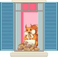 A squirrel by the window vector