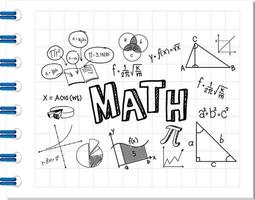 Doodle fórmula matemática con fuente matemática en el cuaderno vector