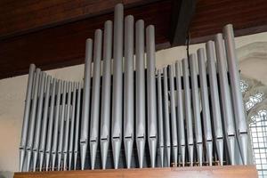 ALFRISTON, EAST SUSSEX, UK, 2021. Organ pipes in St Andrews Church photo