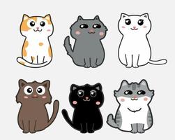 vector de conjunto de dibujos animados de gatos lindos