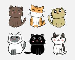 vector de conjunto de dibujos animados de gatos lindos