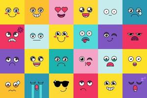 Smiley, cute emoji sticker set vector