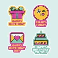 Happy Birthday Labels Comic Sticker Icon Design vector