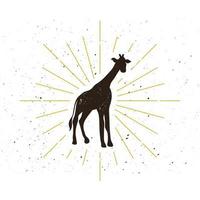 Retro giraffe silhouette logo vector