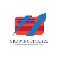 Growing finance flat gradient icon vector